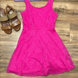 Forever 21 Vibrant Pink Lace Mini Dress